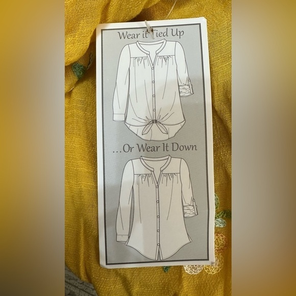 NWT Anthropologie Fig & Flower Yellow Floral Embroidered Button Up Size 2XL Top - Picture 8 of 15